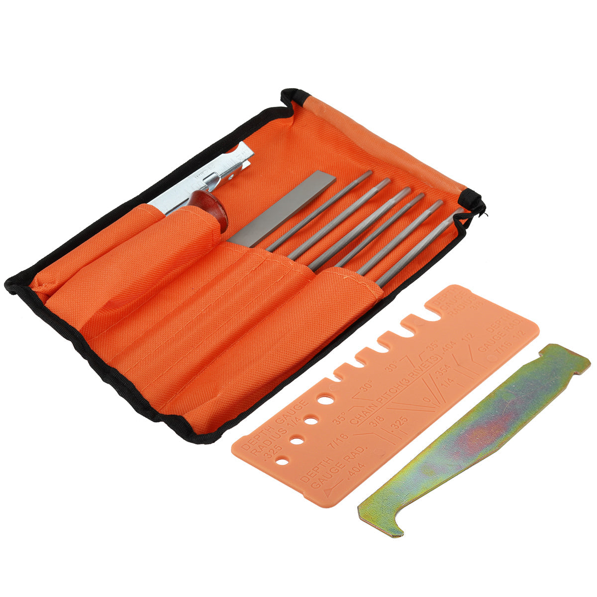 Hipa Chainsaw Sharpener File Kit, 5/32", 3/16", 7/32", 1/8", 11/64", 13/64" Round Chainsaw Files, Depth Gauge, File Guide, Quick Check Gauge, 12 Pack