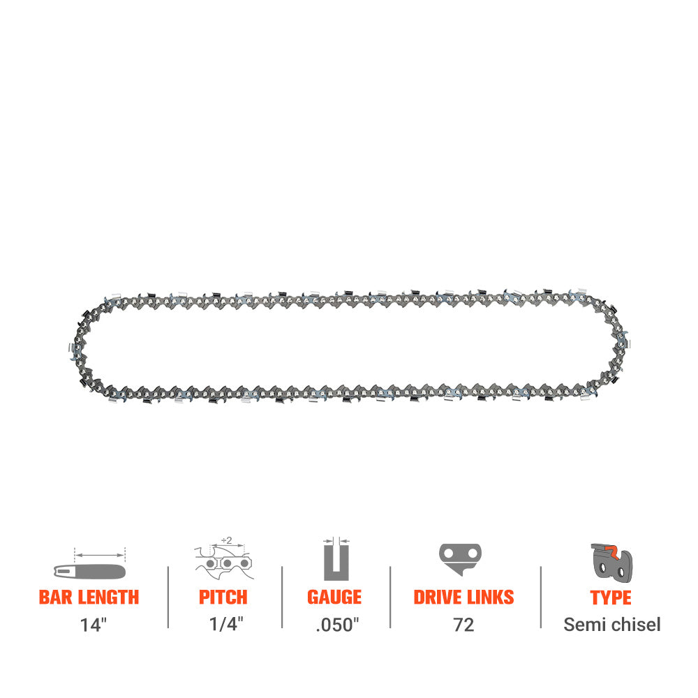 Hipa Standard Chain 1/4" Pitch .050" 72 DL 14 Inch For Stihl 020 020 Super Chainsaw for #25AP072G 13RM72 Carlton E1MC-72E