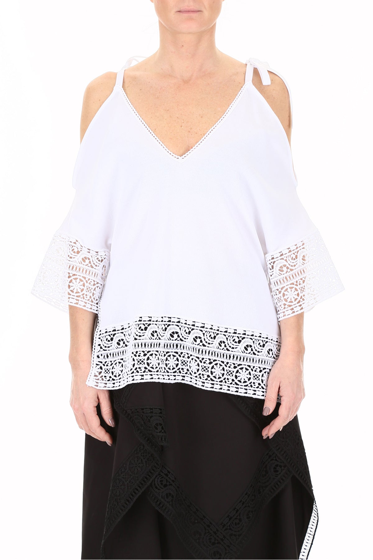 Alberta ferretti knit top with lace