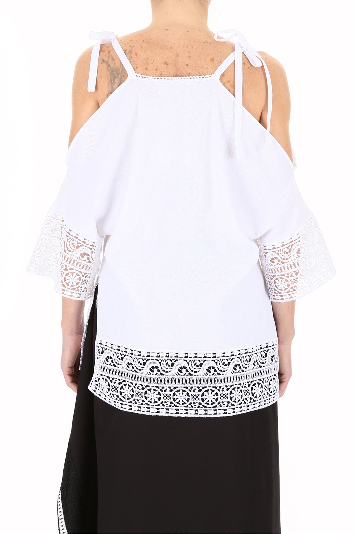 Alberta ferretti knit top with lace