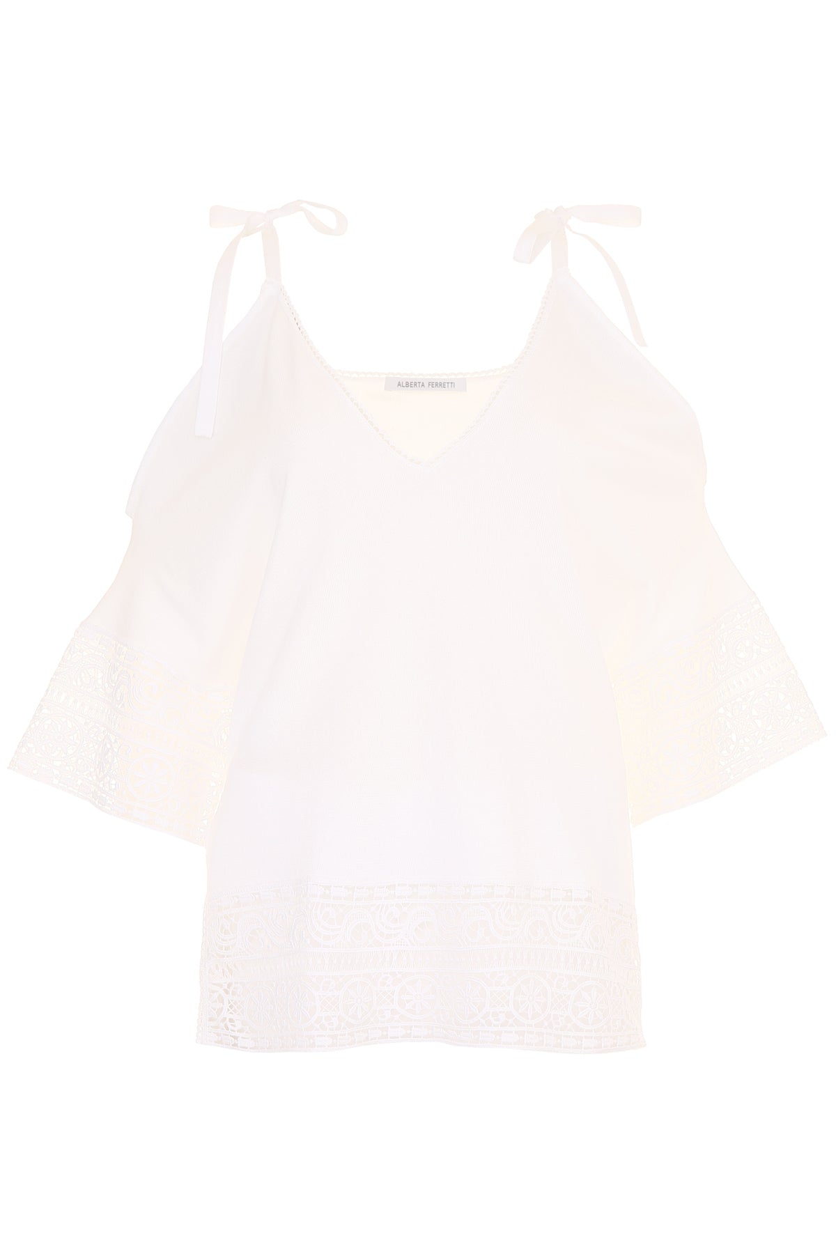 Alberta ferretti knit top with lace
