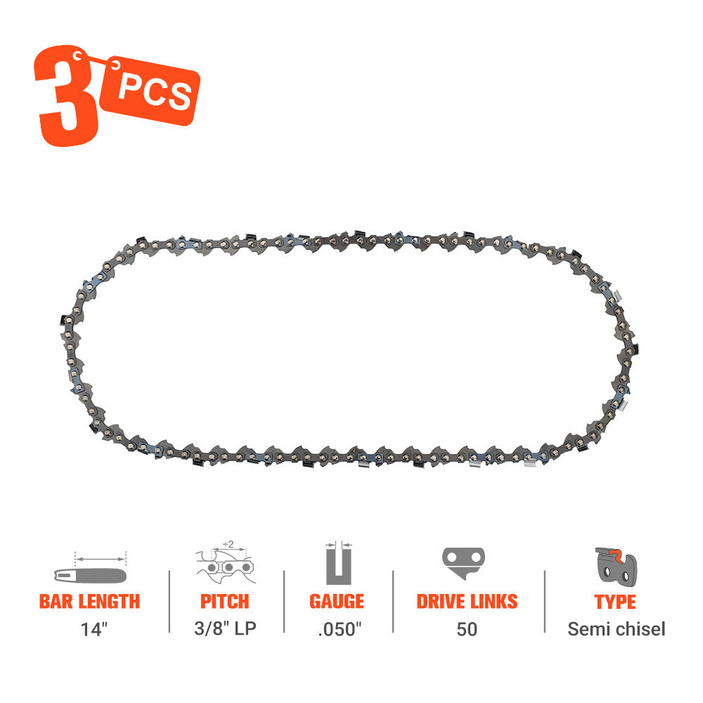 Hipa Standard Chain 14 Inch 3/8 LP 050" 50 DL for Homelite EL-14 EL-12 EL-16 Stihl MS 170 171 230 250 S50 Craftsman 41532 McCulloch 10E Chainsaw