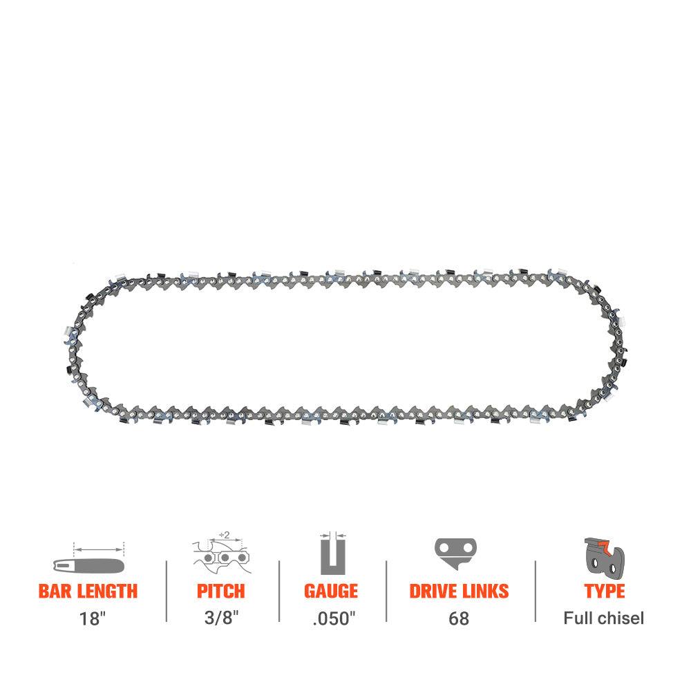 Hipa Standard Chain 3/8" .050" 68 DL 18 Inch For Husqvarna 362XP 372XP 576XP Stihl Jonsered #H47 585550068